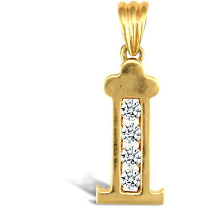 �y���������z�W���G���[�E�A�N�Z�T���[ �W���G���R�����h���S�[���h�W���R�[�l�A�C�f���e�B�e�B�u�����b�N�y���_���g���^�[jewelco london 9ct or zircone identite initiale breloque pendentif lettre i