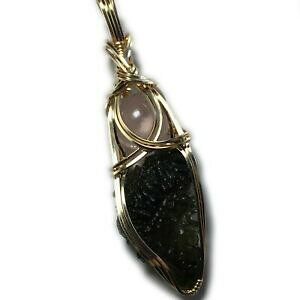 yzWG[EANZT[ ho[YNAcNX^y_g`FReNeBemoldavite avec rose quartz cristal pendentif republique tcheque tektite mr2g