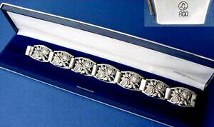 yzWG[EANZT[ XvfB_XuXbgP[XoVo[splendide bracelet en etui, roses decoration,800er argent,1950er annees b802