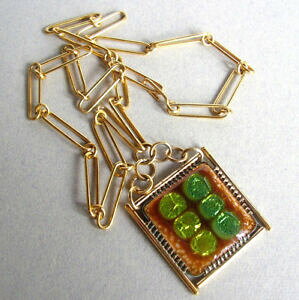 yzWG[EANZT[ Be[W^lbNXjm5 authentique vintage 70s collier metal dore et email