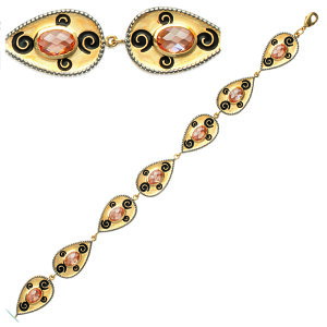 yzWG[EANZT[ [S[hbLuXbgANThAles tresors de lily [i1136] bracelet plaque or alexandrie ambre noir dore