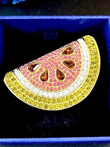 yzWG[EANZT[ tFU[XtXL[XXgXXCJXCXplume swarovski cygne 18k gp multicolore strass pasteque tranche figuratif