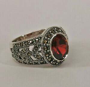 �y���������z�W���G���[�E�A�N�Z�T���[ �V���o�[�O���i�g�}���J�[�V�b�g�����O���B���e�[�W9927863 925er argent granatmarkasitring gr56 vintage