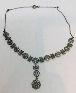 yzWG[EANZT[ rNgAXgXy[XgnMOlbNXantique victorien strass transparent pate metal pendantes collier