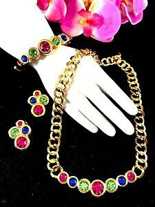 yzWG[EANZT[ XtXL[XtNVATtB[uXbglbNXCOZbgswarovski cygne 18k gp fuchsia saphir strass collier bracelet earrings set