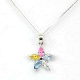 【送料無料】ジュエリー・アクセサリー ミニペンダントtoc 9ct mini or blanc pendentif fleur sur 457cm fin chaine