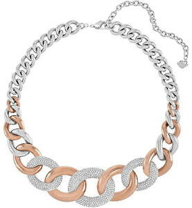 yzWG[EANZT[ XtXL[RlNebhX`[[YpFNX^`F[J[swarovski reliee acier or rose pave cristal chaine collier pour femme 5089276