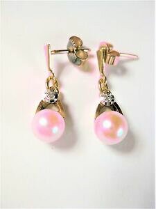 yzWG[EANZT[ S[hCOp[zCgTt@CAboucles doreilles or 585 avec perle et blanc saphir, 2,94 g