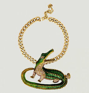 �y���������z�W���G���[�E�A�N�Z�T���[ �o�g���[�E�B���\���O���[���G�i�����N���X�^���N���R�_�C���`�F�[���R���A�[�i�C��butler et wilson vert email et cristal crocodile chaine collier neuf