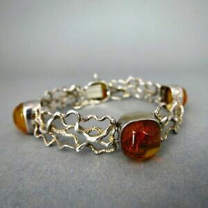 yzWG[EANZT[ hDNu`FlVo[Ao[~[_jYuXbgmoderniste bracelet en empire par durchbrochenem argent et meule ambre