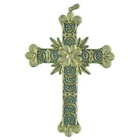 【送料無料】ジュエリー・アクセサリー クロスシルバーペンダントcroix pendentif filigrane argent 800 fleur 20,1 gr