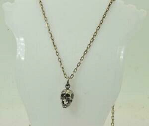 �y���������z�W���G���[�E�A�N�Z�T���[ �r�N�g���A�V���o�[�X�^�[�����O�f�X�w�b�h�y���_���g�u�����b�N�`�F�[��ancien 19th cvictorien argent sterling tete de mort pendentif breloque amp; chaine