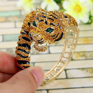 �y���������z�W���G���[�E�A�N�Z�T���[ �^�C�K�[�N���X�^���u���X���b�g�J�tbracelet or animal tigre cristal manchette pour femme fete bijoux cadeaux