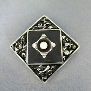 yzWG[EANZT[ j[NubNI[N_jYVo[u[`rares modernismus broche en argent avec perle et noir chene des marais unique