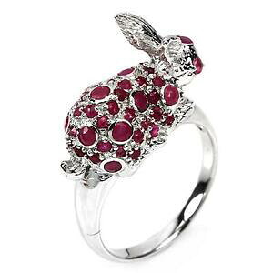 �y���������z�W���G���[�E�A�N�Z�T���[ ���r�[�����O�V���o�[�E�T�Mbague rubis argent 925 en forme de lapin