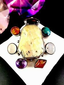 yzWG[EANZT[ A[eBXgChX^[OVo[Oi_AWXgWXp[WFu[`artiste fabrique 925 sterling argent grenade amethyste jasper gemme broche