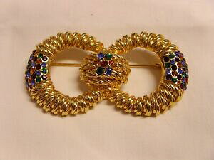 yzWG[EANZT[ oVAKh[u[`Be[WCXg[fUCfUCbroche balenciaga dore et strass vintage design cristaux de couleur incruste