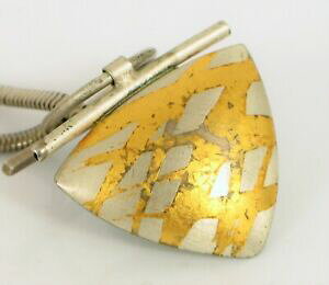 yzWG[EANZT[ Be[W_jYVo[X^[OS[hh[gCAO{^vintage signe moderniste argent sterling or dorure pendentif triangle bouton