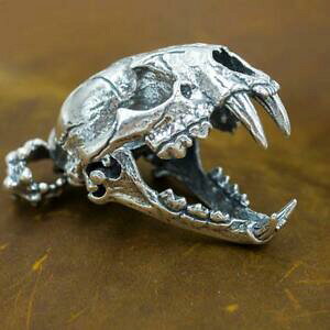 yzWG[EANZT[ CIgX^[OVo[80g heavy lion tiger skull 925 sterling silver ag authentic genuine mens pendant