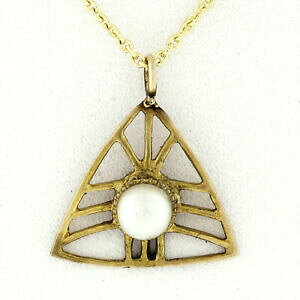 yzWG[EANZT[ rNgAS[hI[vgCAOp[xGantique victorien 14k or ouvert triangle 35mm perle lavalier pendant 18