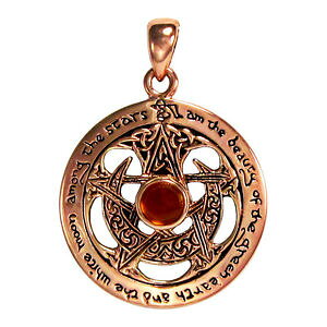 yzWG[EANZT[ Ao[EBbJhCAhfUCy^Ocopper crescent moon pentacle pentagram pendant with amber wiccan dryad design