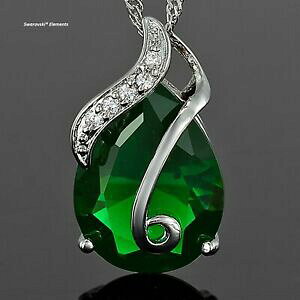 yzWG[EANZT[ XtXL[Be[Wy_g`F[lbNXRGcGhO[collier chaine pendentif vintage swarovskiR elements vert emeraude top qualit