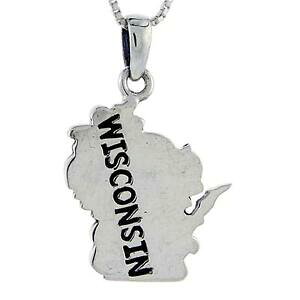 yzWG[EANZT[ Vo[X^[OEBXRVJ[hy_gubNC^A{bNXargent sterling wisconsin etat carte pendentif breloque,18 italien box