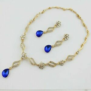 yzWG[EANZT[ lbNXJ[Tt@CAXtXL[RGcS[hcollier boucles goutte deau bleu saphir swarovskiR elements parure doree luxe