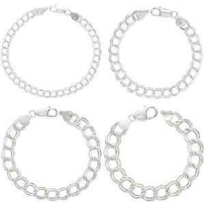 yzWG[EANZT[ Vo[X^[O_urbON`[uXbg5mm,8mm,9mm,11mm argent sterling double a gros maillons charme bracelet, a en