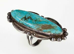 yzWG[EANZT[ Vo[X^[Oioz^[RCYOOp[ANZgTCYargent sterling navajo turquoise long bague avec perle accents taille 875