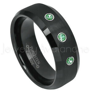 yzWG[EANZT[ Z~h[^OXeOGhXg[COsemidome tungsten bague, 021ctw emeraude 3stone mai naissance bague 697