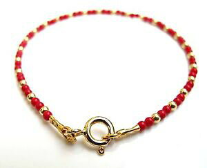 yzWG[EANZT[ S[hr[Yr[YCG[R[bhuXbg14 k gold beads bead yellow coral red gemstone natural bracelet genuine small