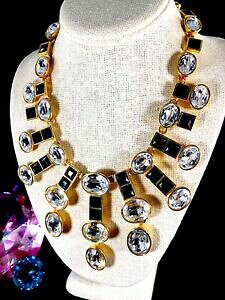 yzWG[EANZT[ gS[fNX^XtXL[ubNXgXrulbNXexceptionnel monet ton dore cristal swarovski noir strass bavoir collier