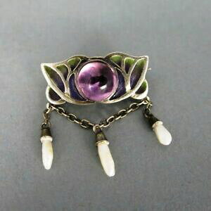 �y���������z�W���G���[�E�A�N�Z�T���[ �A�[���k�[�{�[�u���[�`�t�F���V���^�[�v���P�A�f�C���r���K�[�r�V���K�[antique art nouveau broche fensteremail pliqueajour levinger amp; bissinger