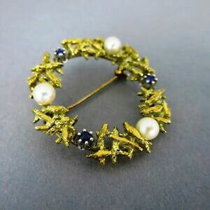 yzWG[EANZT[ R}[Tt@CAW_S[hBe[W_jYu[`vintage moderniste broche en 585 or avec perles et saphirs kollmar amp; jourdan