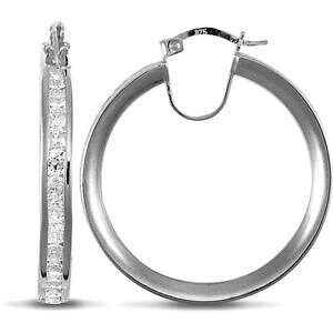 yzWG[EANZT[ WGRhzCgWR[jeBCOjewelco london 9ct or blanc zircone eternite 4mm boucle boucles doreilles 29mm