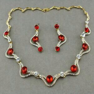 yzWG[EANZT[ XtXL[lbNXCORGcbhp[parure boucles doreilles collier swarovskiR elements perles rouges top qualite