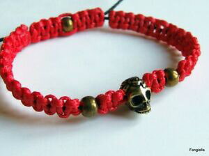 �y���������z�W���G���[�E�A�N�Z�T���[ �u���X���b�g�V�����o��bracelet shamballa rouge skull tete de mort laiton vieilli excellente qualite