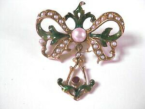 yzWG[EANZT[ A[k[H[u[VS[hGiart nouveau broche or 585 avec email