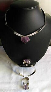 yzWG[EANZT[ pAeBXeNAcoCIbgA[eBXgsublime parure travaille dartiste vers 1960 metal et amethyste quartz violet