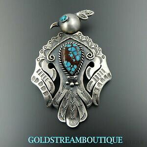 �y���������z�W���G���[�E�A�N�Z�T���[ ���C�h���C���X�^�[�����O�V���o�[�^�[�R�C�Y�X�^���v�O�����h�T���_�[�o�[�h�u���[�`�y���_���gfait main sterling argent turquoise estampe grand thunderbird broc