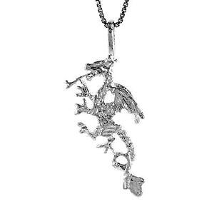 �y���������z�W���G���[�E�A�N�Z�T���[ �V���o�[�X�^�[�����O�h���S���y���_���g�u�����b�N�C���`�C�^���A���`�F�[���{�b�N�Xargent sterling dragon pendentif breloque, 18 italien boite chaine