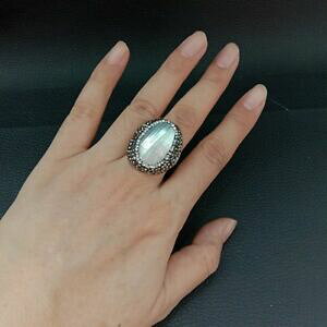 yzWG[EANZT[ I[ozCgVFO25x27mm oval white shell ring
