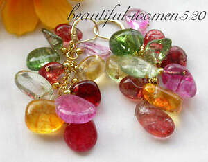 yzWG[EANZT[ }`J[NX^obNr[Y_OO[vCOz3976 multicolor crystal baroque bead dangle grape earring 14k
