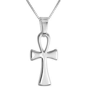 �y���������z�W���G���[�E�A�N�Z�T���[ �V���o�[�X�^�[�����O�A���N�N���X�y���_���g�u�����b�N�C���`�C�^���A���`�F�[���{�b�N�Xargent sterling ankh croix pendentif breloque, 18 italien boite chaine