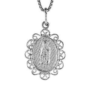 �y���������z�W���G���[�E�A�N�Z�T���[ �V���o�[�X�^�[�����O���A���[�C�}�L�����[�g���_���y���_���g�u�����b�N�C�^���A�`�F�[��argent sterling mary immacule medaille pendentif breloque, 18 italien chain