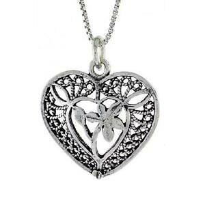 �y���������z�W���G���[�E�A�N�Z�T���[ �V���o�[�X�^�[�����O�t���[�����n�[�g�y���_���g�u�����b�N�C���`�C�^���A���`�F�[���{�b�N�Xargent sterling floral coeur pendentif breloque, 18 italien boite cha