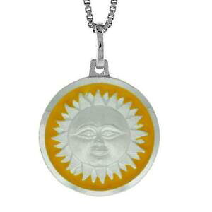 �y���������z�W���G���[�E�A�N�Z�T���[ �V���o�[�X�^�[�����O�C�G���[�G�i�����h�T���y���_���g�u�����b�N���C�h�C���C�^���Aargent sterling jaune emaille soleil pendentif breloque, fait en italie, 18