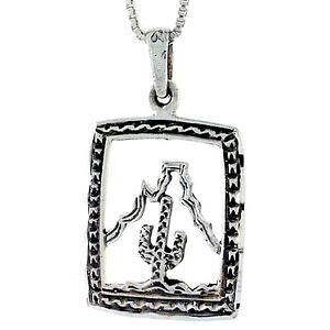 �y���������z�W���G���[�E�A�N�Z�T���[ �V���o�[�X�^�[�����O�T�{�e���y���_���g�u�����b�N�C���`�C�^���A���`�F�[���{�b�N�Xargent sterling cactus pendentif breloque, 18 italien boite chaine