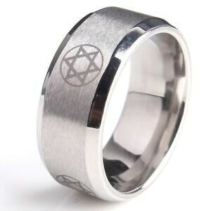 �y���������z�W���G���[�E�A�N�Z�T���[ �f�r�b�h�L���O�\�������X�e�����X�X�^�[�V���o�[�����O8mm star of david king solomon stainless steel 316l silver s612 men women ring